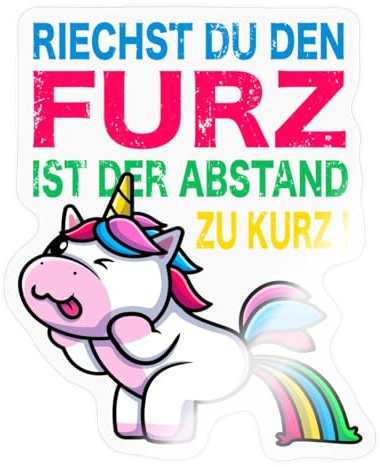 Riechst Du Den Furz Ist Der Abstand Zu Kurz Einhorn Bunt Sticker Aufkleber