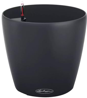 LECHUZA-Pflanzgefäß Classico Color ECO 21 Dungelgrau | Pflanzgefäß mit Bewässerungssystem und Wasserstandsanzeiger|aus 100% recyceltem Kunststoff | Matte Oberfläche | Ø 21,5 x 20,5 cm | 18915