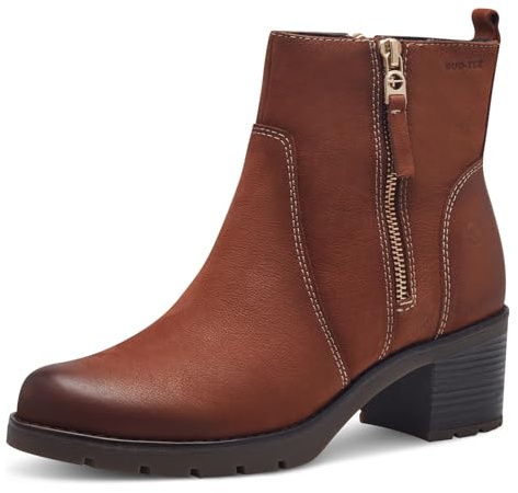 Tamaris Comfort bottes hiver femme à talon cuir doublées, Cognac Nubuk, 38 EU