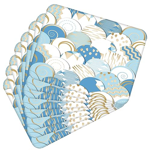 MG Design Set aus 8 Kork-Platzsets – Mermaid Scales 1 – 30 x 40 cm – hitzebeständig & abwischbar, mit Korkrückseite
