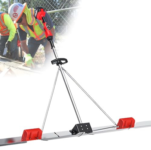 LFfwynog Outil Vibrant électrique sans Fil pour Finition de béton, Outil Vibrant pour béton, Moteur sans balais avec Planche en Acier Inoxydable de 150 cm/180 cm/200 cm,1battery-2motor-1.8M