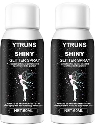 Glitter Spray, MKNZOME 2 Stück Glitzer Spray Haare und Körper Glitzerspray Langlebiges Body Glitter Make-up Geschenk für Frauen Mädchen Gesicht Haare Körper Kleidung Nagelkunst Handwerk