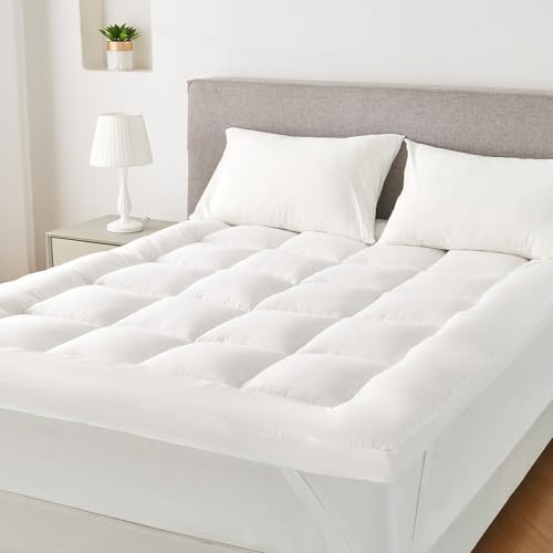 ZZZMRH Super King Mattress Topper 10 cm Thick Extra Deep Hotel Quality Box Stitched Microfibre Cover with Elasticized Corner Strap Super King Mattress Protectors 180x200+10cm