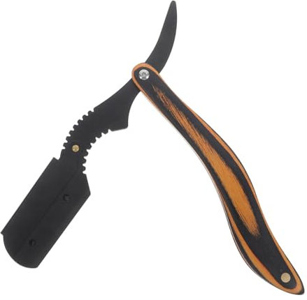 Healeved Rasoir à Barbe Manuel Droit Manche En Bois Compact Léger Pour Hommes Usage Quotidien Voyage Sans Lame