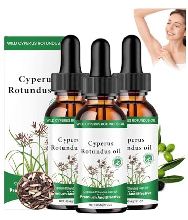 Cyperus Rotundus Oil,100% Cyprus Oil Natural Nut Grass Oil for Reducing Body Hair Growth,Smooth Skin & Hair Removal,Moisturizing & Soothing,Cyperus Rotundus Oil Moisturize and Nourish For Skin (3PC)
