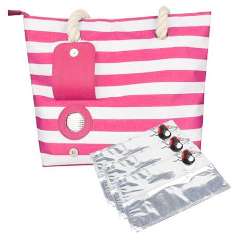 VOANZO Insulated Wine Bag with Drink Dispenser Portable Picnic Bag Handheld Beach Wine Carrier Outdoor Camping Bag for Travelling Picnics and Sports Activities Red