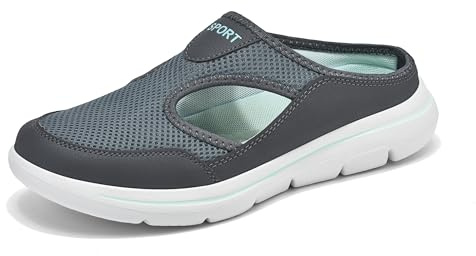 Meik Mangni Slippers Women's Men's Clogs Lightweight Size 36-48 EU, Grey-green, 13.5 UK