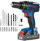 DYJPOW Perceuse Visseuse Sans Fil 21V, Visseuse Devisseuse Sans Fil avec Batterie 2.0Ah, 42Nm Percussion, 18+1 Réglages de Couple, 22 Accessoires, 2 Vitesses, LED, pour le Bricolage, Bleu