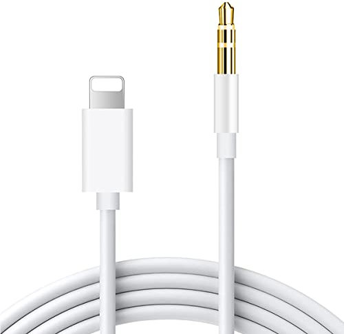 Vinmooog Cavo Aux per[Certificato MFi], Cavo auto Audio Jack da 3,5 mm ausiliario adattatore cuffie compatibile con iPhone 14/13/12/11/XS/XR/8/7,Bianco, 1M