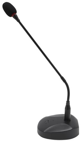 Microfono Cardioide a Collo di Cigno con Base, Design Flessibile, Alimentazione XLR 48 V, Risposta in Frequenza 80 Hz-1200 Hz, Bassa Impedenza, Antivento in Schiuma, Stabile