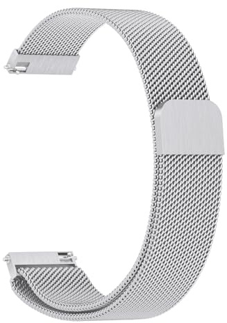 Amzpas Armband för Garmin Vivoactive 5 armband/Vivoactive 3/Vivomove 3/HR/Luxe/Style kvinnor män, 20 mm rostfritt stål mesh metall ersättningsarmband för Garmin Forerunner 55/245/645