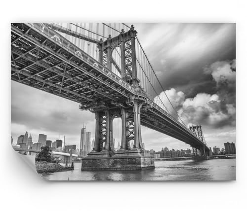 ARTTOR Papier Peint Panoramique en vinyle Premium Sand - Manhattan Pont Noir Et Blanc - 150x105 cm - Revêtement mural décoration Moderne Décoration Wallpaper Photo Salon Chambre - WF2AA150x105-4156