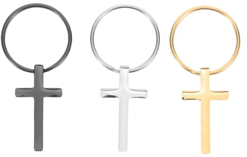 FOMIYES 3 Pièces Porte-clés Croix Acier Inoxydable Miroir de Pendentifs Hip Hop Unisexes pour Sac à Dos Sac à Main ou Clés de Voiture Ornement