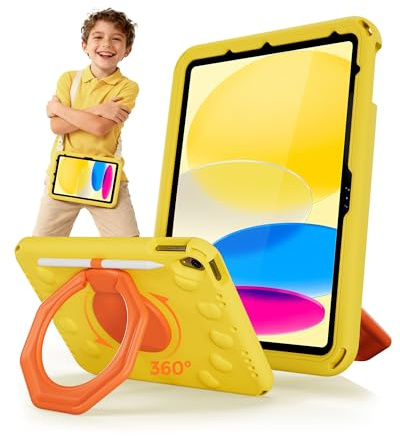 ProCase Stötdämpande fodral med pennhållare, ringhållare, axelrem – För barn – För iPad A16 11:e generation/iPad 10:e generation 11/iPad Air 11 M2 M3/Air 5:e/Air 4:e generation