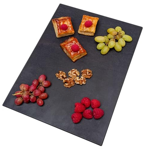 LOANE - Planche à découper multifonction - Planche à découper en Grès cérame, résistante à la chaleur et aux rayures, idéale pour hacher, servir et présenter les aliments (Ónix)