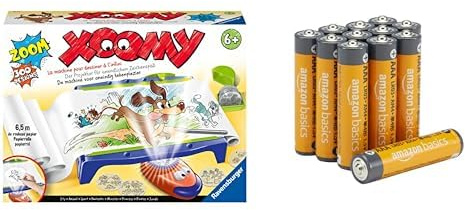 Ravensburger Xoomy Maxi A4, 300+ Motive/6,5m Papier, 6+ Jahre, & AAA Alkaline-Batterien Amazon Basics 12 Stück, 10 Jahre