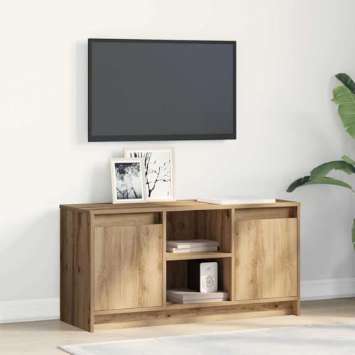 Yunovire Unità TV marrone, 100 x 34 x 50 cm, materiale in legno, design a parete, moderno spazio per soggiorno, camera da letto, console media, elegante mobile