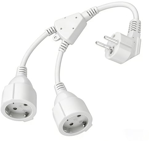 Doppelstecker für Steckdose, Verlängerungskabel 16A 250V maximal 3680W PVC Mehrfachsteckdose,2-Fach Steckdosen, Für Zuhause Küche, Büro Wohnungen oder Baustellen (Weiß)