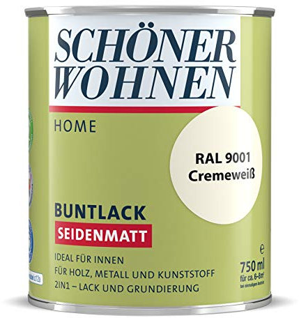 DurAcryl Buntlack Cremeweiß 750 ml RAL 9001 Seidenmatt Schöner Wohnen