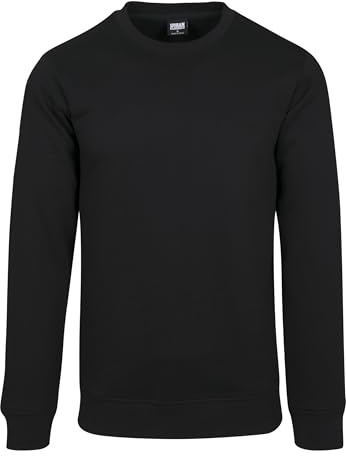 Urban Classics Herrtröja Basic Terry Crew, klassisk herrtröja av Terry-bomull, storlekar S–5XL, finns i olika färger, Svart (svart 00007), 5XL