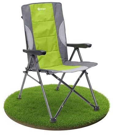 BERGER Siena Faltstuhl | Campingstuhl faltbar mit 3-Fach Verstellbarer Rückenlehne & robuster Armlehne | Bequemer Gartenstuhl Klappstuhl Camping Stuhl mit kleinem Packmaß, belastbar bis 120 kg