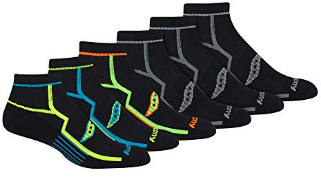 Saucony Men's Quarter Socks, black assort 6, Shoe Size 8-12