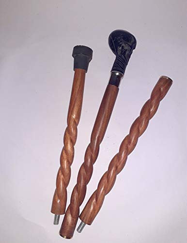 Ganga Nautical Gehstock, mit Totenkopf-Griff, Vintage-Stil, mit Holzschaft