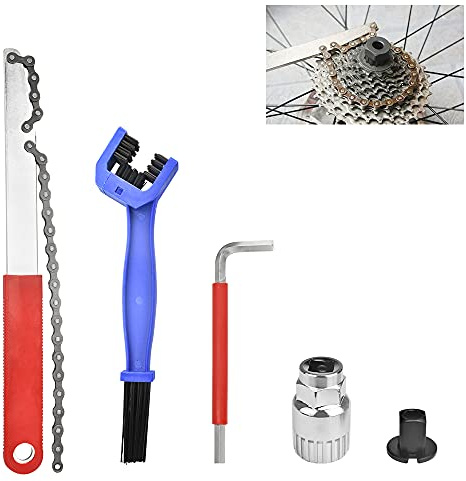 CODIRATO 5 PCS Bike Chain Whip Professional Cassette Removal Carbon Steel Sprocket Remover Multifunctional Bike Chain Cleaner Bicycle Chain Tools Kit with Flywheel Socket for Bike Repair