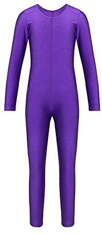 iEFiEL Turnanzug Kinder Mädchen Ganzkörperanzug Trikot Stretch Body Leotard Turnbody für Ballett Gymnastik Sport Training Dancewear Lila 128-140