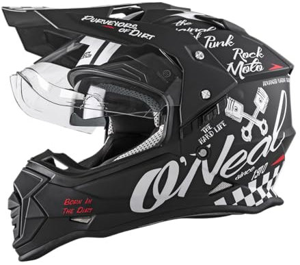 O'NEAL | Casco de Moto | Motocicleta de Enduro | Aberturas de ventilación para un máximo Flujo de Aire y refrigeración, Carcasa de ABS | Casco Sierra Torment V.23 | Adulto | Negro Blanco | S