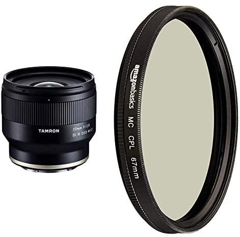 Tamron F050SF Objetivo de 20 mm F/2.8, Di III RXD Macro 1.2, Negro + Amazon Basics Filtro polarizador Circular 67mm