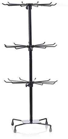 Jewelry Spinner Display Stand, Heavy Duty Metal Countertop Medium Adjustable 3 Tier Hanging Jewelry Rotating Organizer Rack Tower for Necklace Bracelet Earring Ring Holder,Hooks,Craft Shows,Black