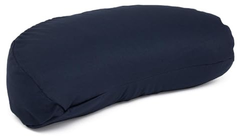 Bodhi Meditationskissen Halbmond Mini | Yogi MOND ECO | 100% Bio-Baumwollbezug | Yogakissen halbmondförmig mit Buchweizenfüllung | Halbmondkissen für Yoga & Meditation | dunkelblau