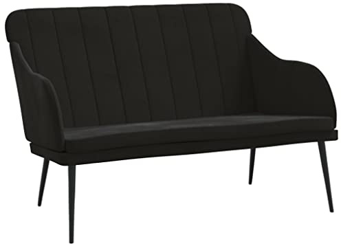 vidaXL Sitzbank, Bank Polsterbank mit Rückenlehne Armlehne, Sofa Flurbank für Wohnzimmer, Garderobenbank Metallgestell, Modern, Schwarz Samt