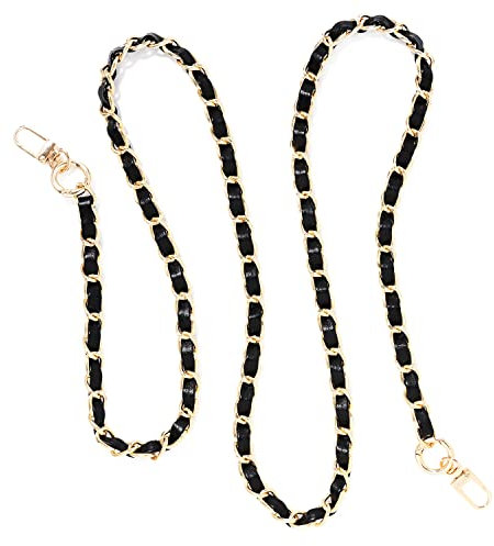 ETUUI Universale Handykette Audrey Chain Long Gold Schwarz Kette zum Umhängen I Handy Umhängeband kompatibel für alle Smartphones