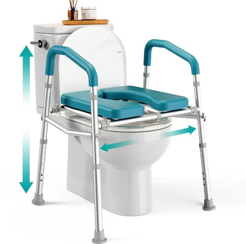 PELEGON Raised Toilet Seat With Handles (400lb) - Adjustable 3 in 1 Commode Chair For Toilet With Arms, Toilet Riser With Handles, Toilet Chair Over Toilet, Handicap Toilet Seat For Elderly & Disabled