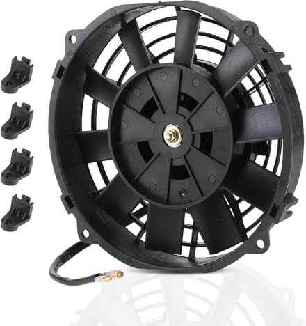 8 Ventilateur Électrique Universel, Ventilateur de Climatiseur de Voiture Profondeur 65mm/2,5po 12,7A 12V 80W 10 Pales Radiateur Automobile Climatisation Auto pour Radiateur Électronique