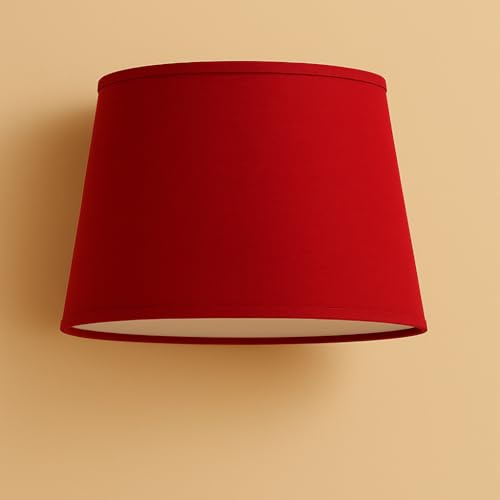 30 cm Lampenschirm, Baumwollstoff mit weißer PVC-Rückseite, handgefertigtes Produkt, für Tischlampe, Stehlampe (Rot)