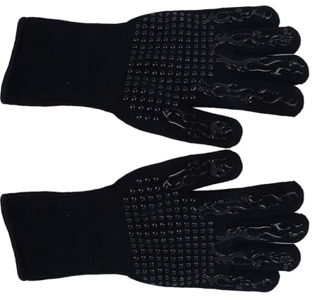 BBQ Handschuhe Feuerfeste Hitze Beständige Verhindern Slip Grillen Handschuhe Mikrowellen Ofen Barbecue Backen Schwarz