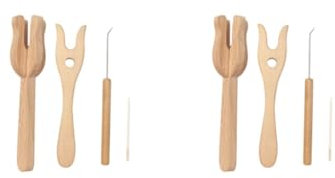 Adoorniequea 2er-Set Strickgabel Flechtwerkzeug DIY Holz Geschenk Zubehör für Kordelherstellung