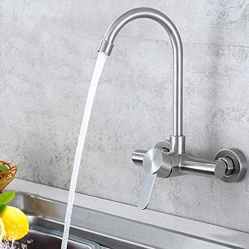 Wandmontierter 304-Edelstahl, Balkonwaschbecken, Unterputzmontage, Warm- und Kaltmischventil-Zugleitung, Drehgelenk, Wasserhahn