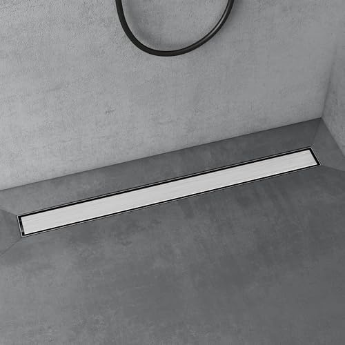 doporro Bodenablauf Komplettset Duschrinne 100cm Edelstahl Dusche Duschablauf mit Gruchstop und Haarsieb befliesbar Duschabfluss Chrom KE110