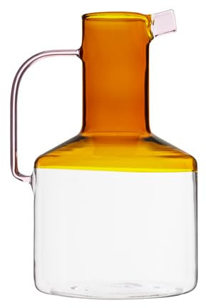 Baroni Home Borosilikatglas, kanna med handtag, modern design, karaff med droppsystem, lätt att rengöra, för varma och kalla drycker, 14 x 13 x 21 cm