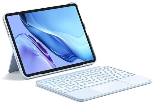 Inateck Keyboard Case for iPad A16 11th Gen 2025/10th Gen 2022 (11/10.9 inch), Ultralight Keyboard with Touchpad for iPad Air 11 inch M3 2025/M2 2024, Air 5/4, Pro 11 4/3/2/1, Detachable, KB04122 Blue