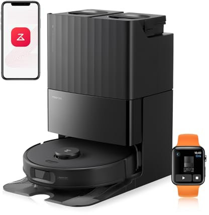 roborock Qrevo Edge S5A Robot Aspirapolvere e Lavapavimenti 18.500 Pa, zero grovigli, spazzola principale DuoDivide, spazzola laterale FlexiArm e Mocio, lavaggio ad acqua calda e autopulizia Nero