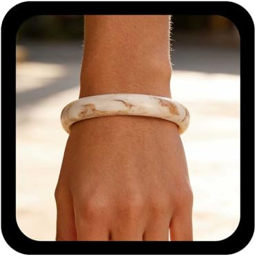 Cybche Vintage Acrylic Bangle Bracelet White Resin Bracelets Chunky Acrylic Bracelets Quartz Crystal Bangle Bracelet Jewelry for Women