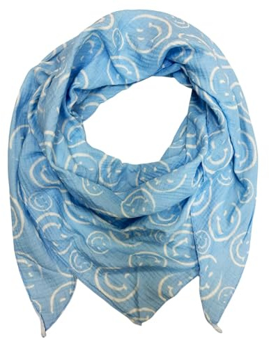 Jeamis XL Dreieck Strickschal Smiley Frühling Schal 100% Baumwolle Made in Italy Fashion Tuch Dreieckschal Smile Stola Herbst Frühling Tuch