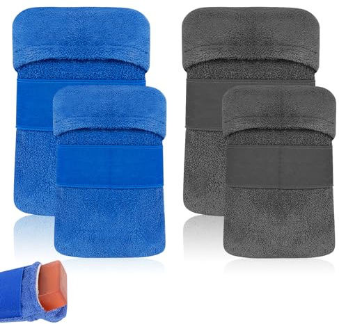 DODAMOUR 4 bolsas de jabón de algodón, bolsa de ahorro de jabón para usar en la ducha, estropajo de espuma de jabón, bolsa de jabón para barra de ducha para hombres y mujeres (azul y gris)
