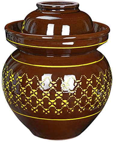 Ceramic Fermentation JarCapacity Sealed Pickle Jar, Chinese Fermentation t With Water Seal, Ceramic Jar With Lid Canning Jars for Pickles, mchi, uerkrau 5L