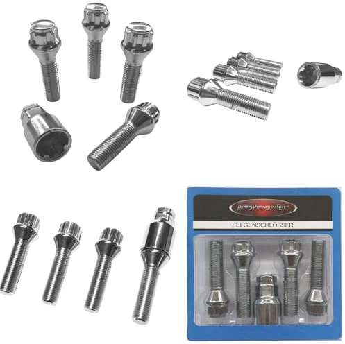Felgenschloss M14x1,5x43mm Kegelbund 60° 4x silberne Felgenschlösser 4er-Set Felgensicherungen Felgen-Diebstahlsicherungen Felgen-Diebstahlschutz Radsicherungen Radschlösser Radschrauben Radbolzen